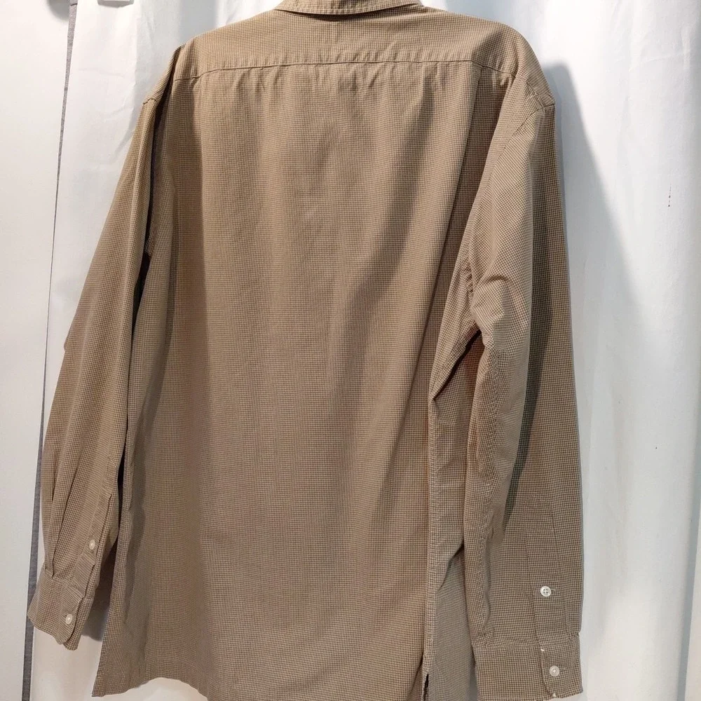 Vintage 90s Y2k Polo Ralph Lauren Hulton Shirt Mens L Brown Houndstooth‎ Cotton